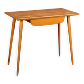 Vintage writing desk in beech with drawer, Italian design from the 1950s.