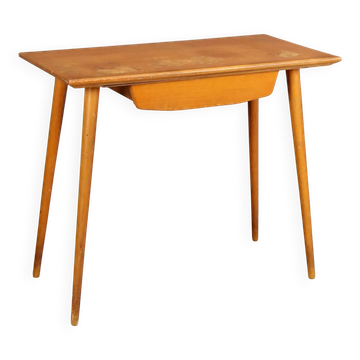 Vintage writing desk in beech with drawer, Italian design from the 1950s.