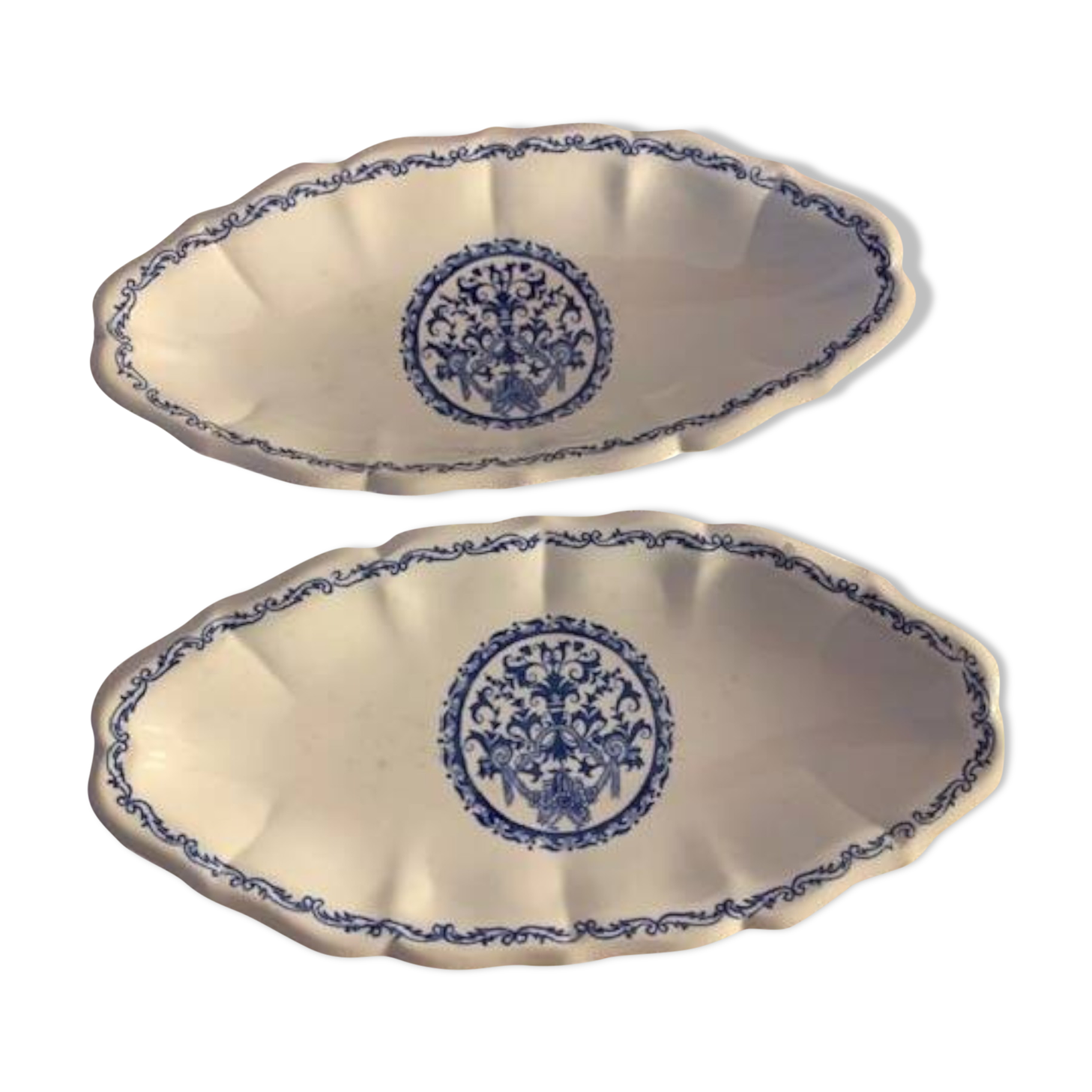 2 small oval dishes in Gien Rouan earthenware