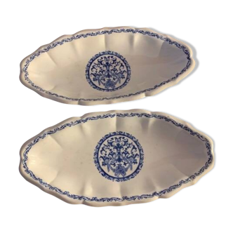 2 small oval dishes in Gien Rouan earthenware