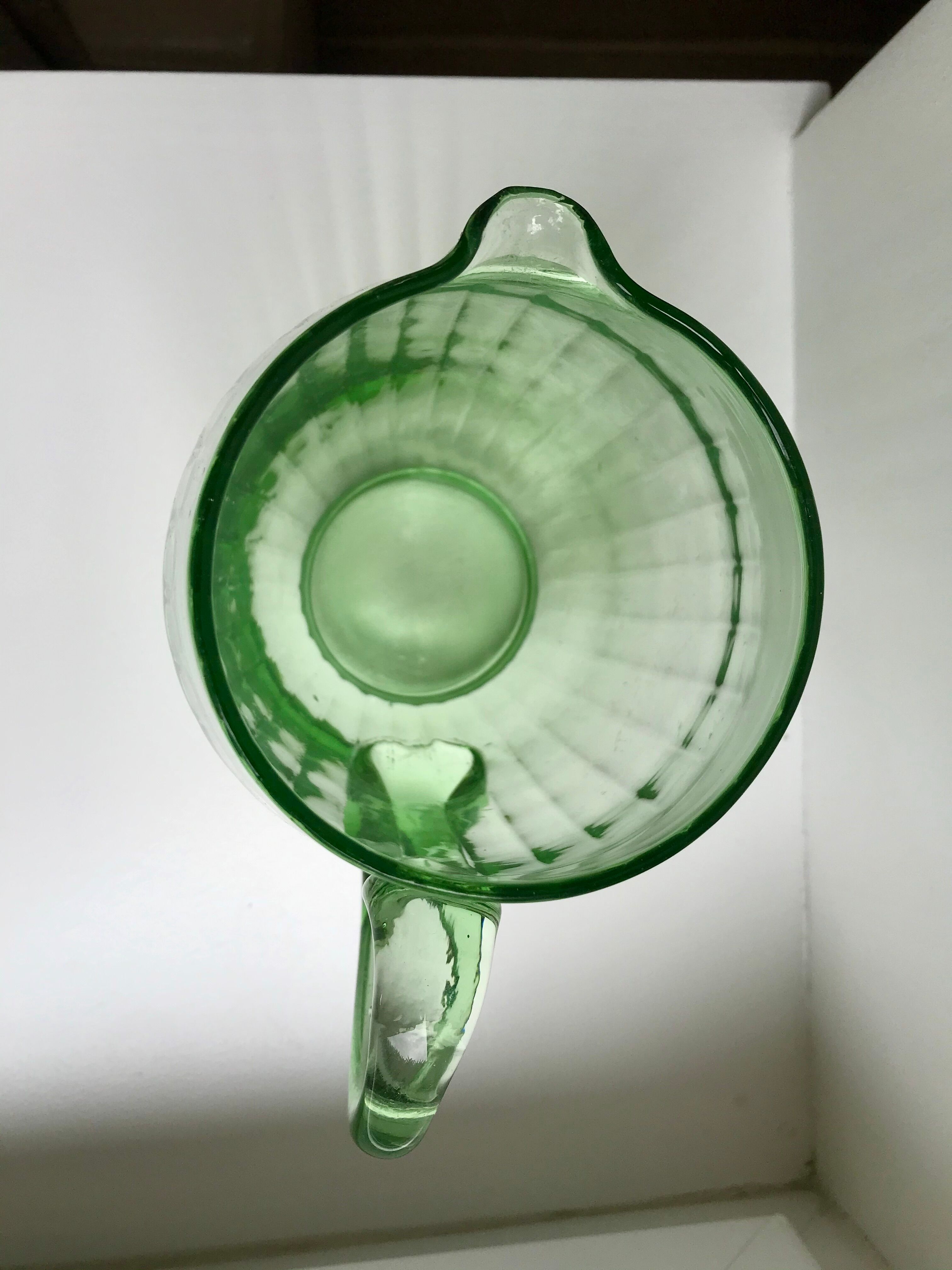 Art deco green glass pitcher / carafe 30s-40s