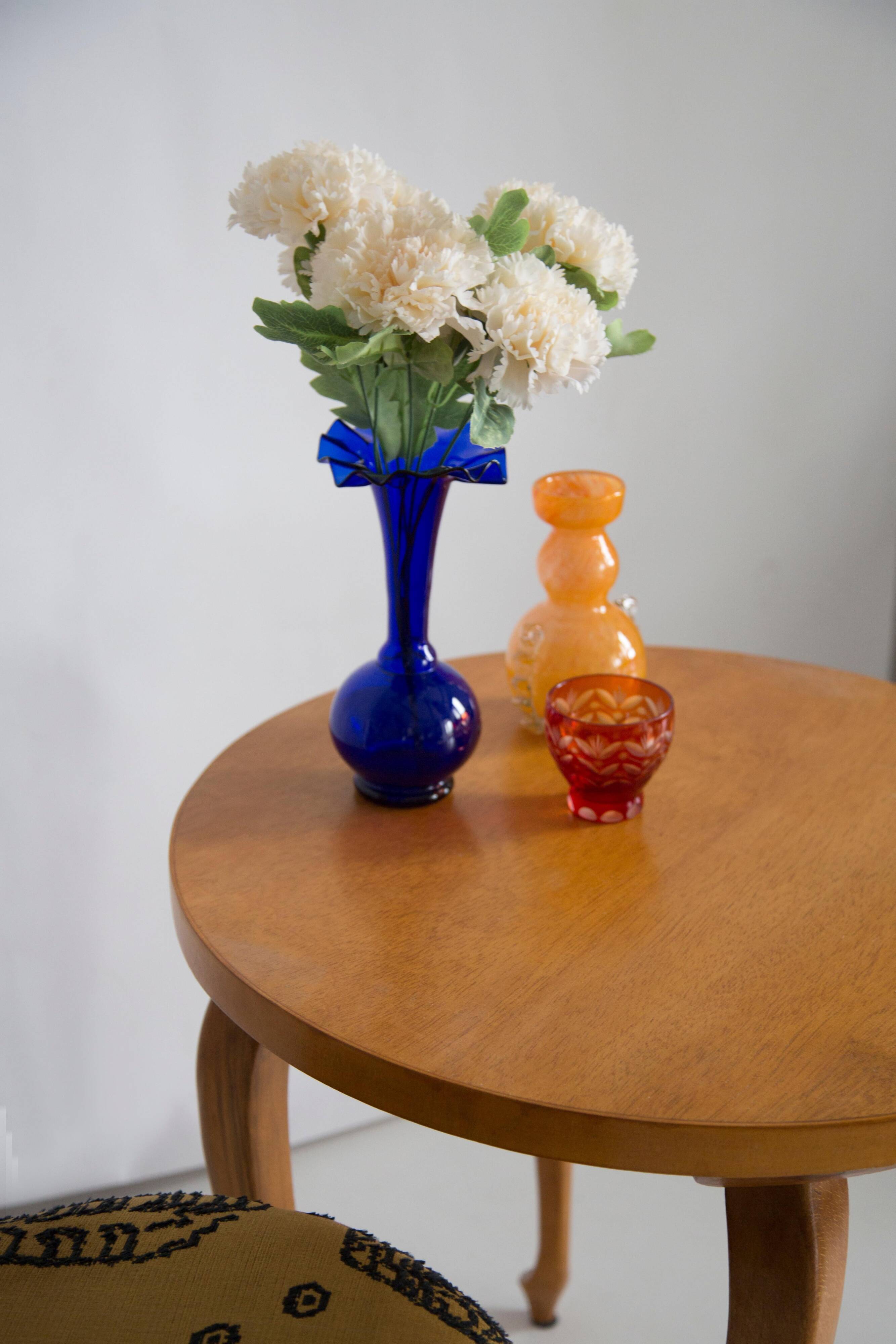 Blue mid-century vase with frills, Europe, 1960s
