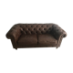 Canape chesterfield brown leather 2 places