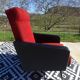 Vintage pair of red and black armchairs