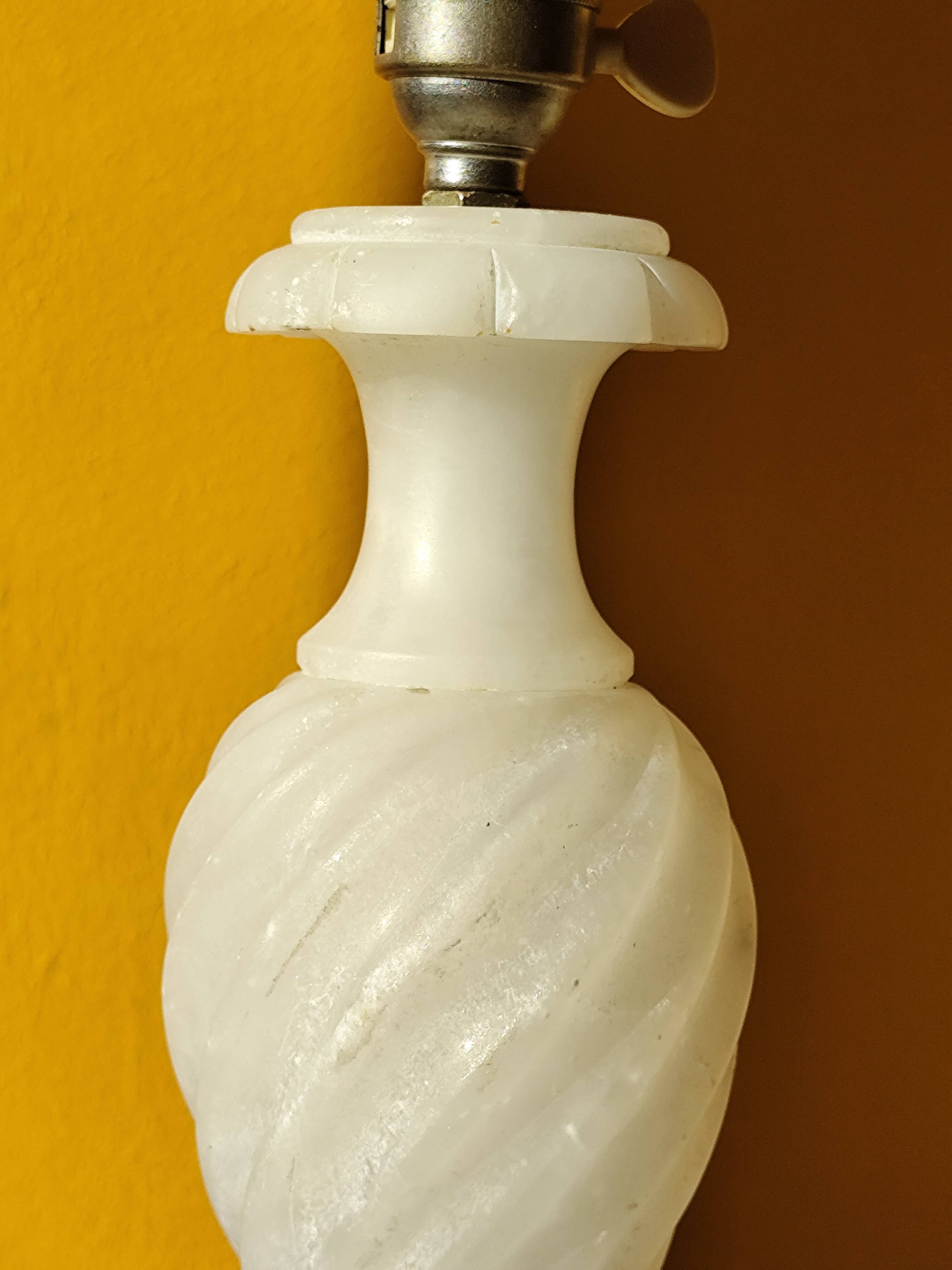 Antique twisted marble lamp base - white stone lamp