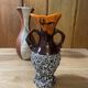 Small Vallauris ceramic vase orange brown and white 70s