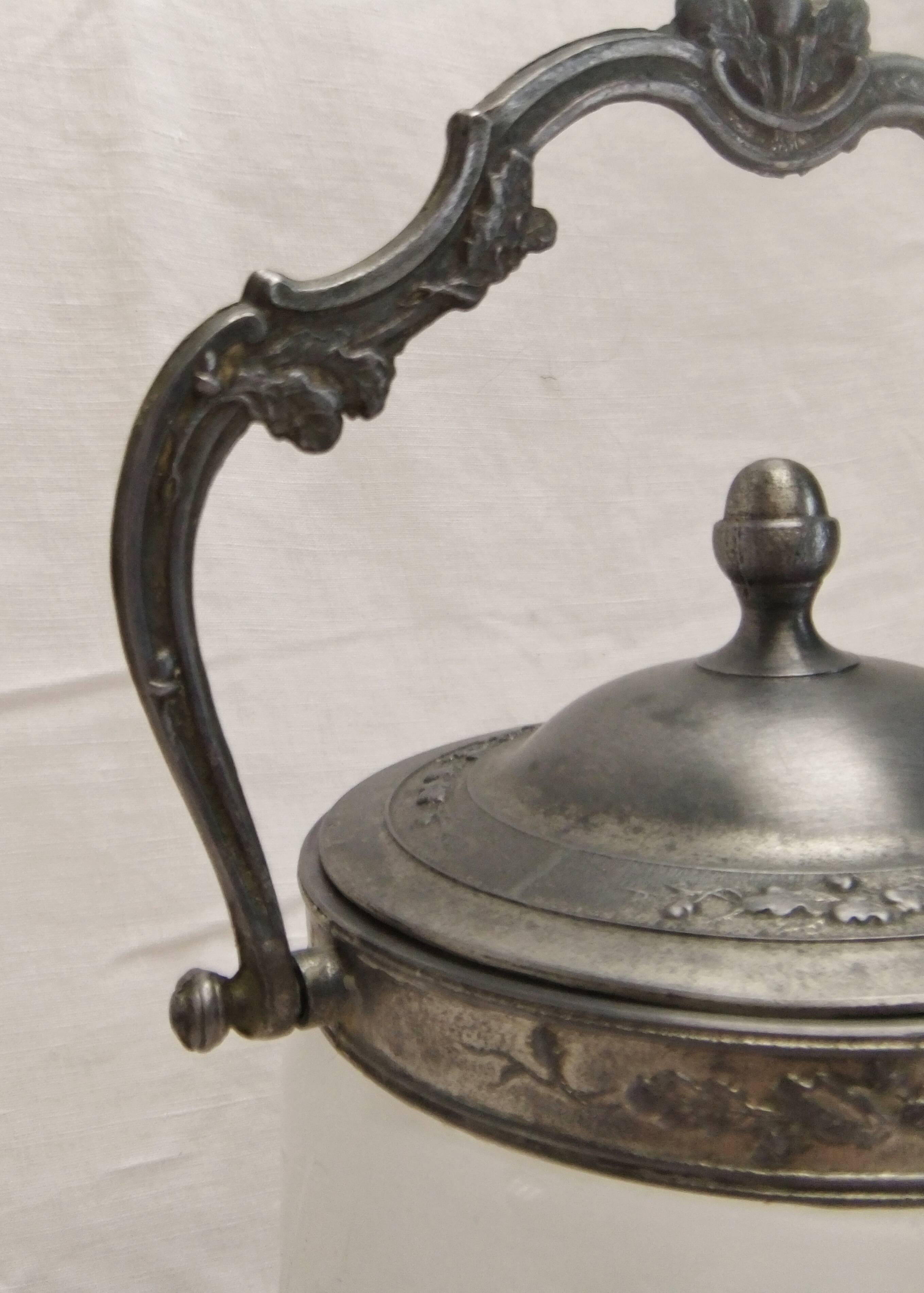 Old opaque blown glass cookie jar kitchen candy collection