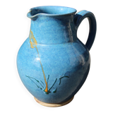 Blue ceramic pitcher