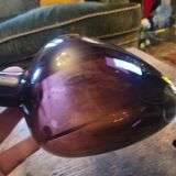 Amber glass soliflore vase on crystal base - Art glass from the years