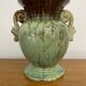 Antique Green Brown Ceramic Baluster Vase Vintage Decoration
