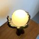 Black Ceramic Lamp with Hands & Opaline Globe – 70s Art Deco Style