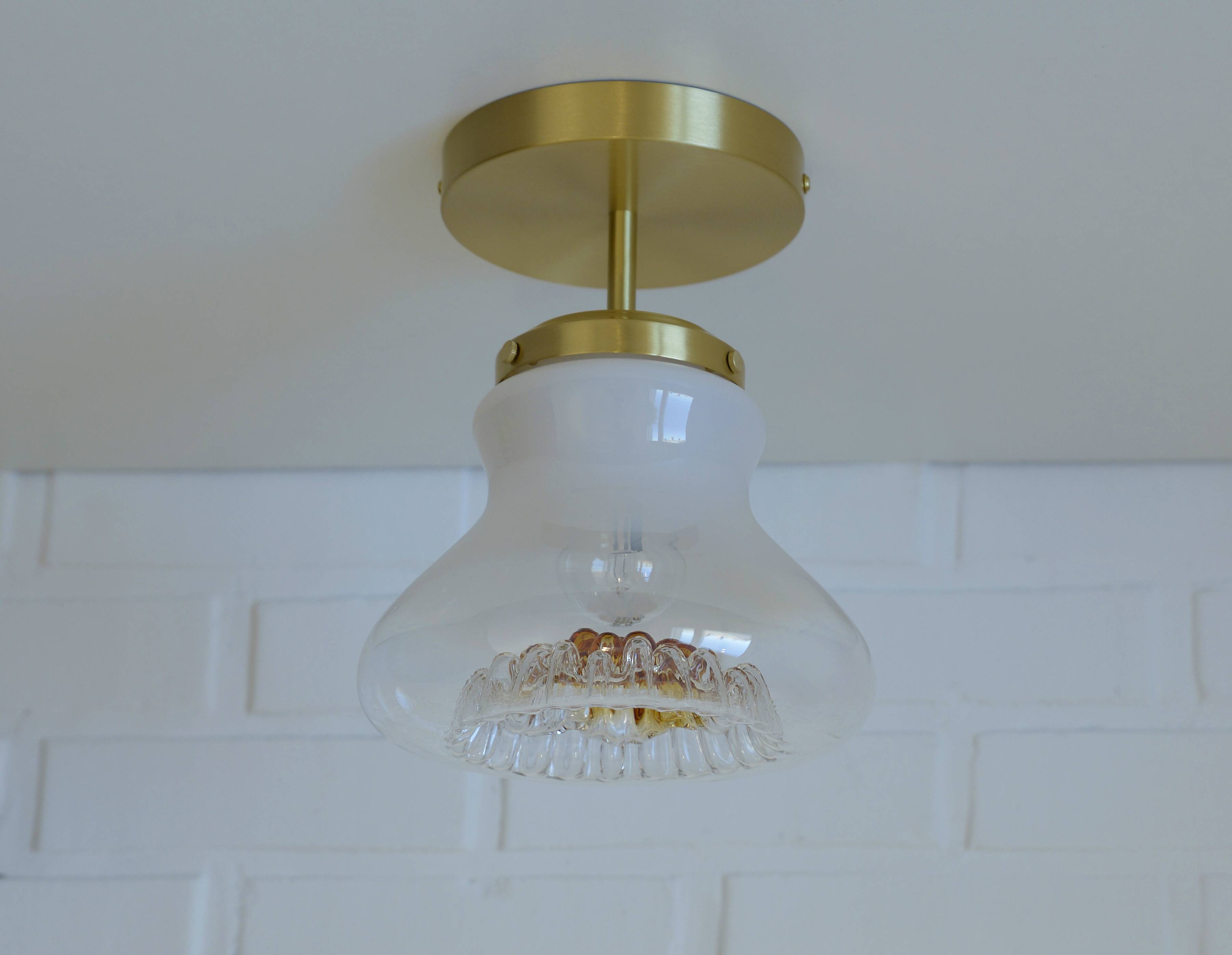 Set of 4 Vintage Sconces Flush Mount Mazzega Murano Glass Ceiling Lights