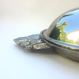 Serving dish foie gras silver metal