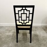 Set of 8 Jean Claude Mahey black lacquered dining chairs for Roche Bobois,