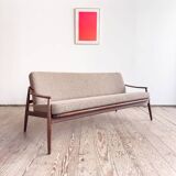 Mid Century Sofa par Hartmut Lohmeyer, teck et cannage
