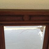 Henri II overmantel fireplace mirror in solid walnut.