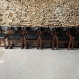 6 black chairs by Gunther Hoffstead for Uniflex - 1960's