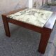 Vintage coffee table wood and marble