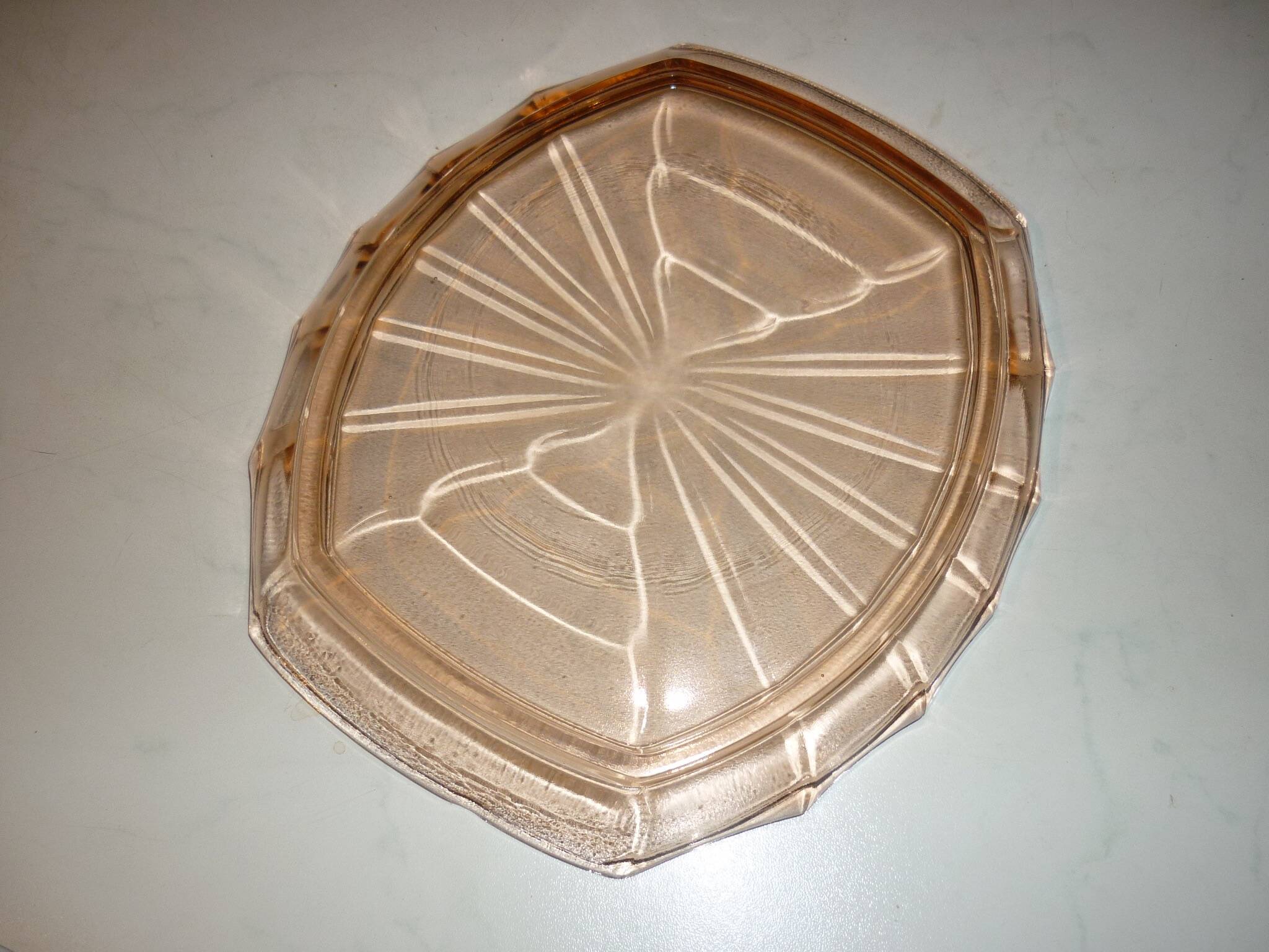 Clear pink glass serving dish