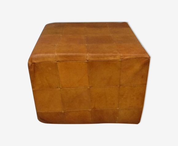 Pouf en cuir patchwork, années 1970