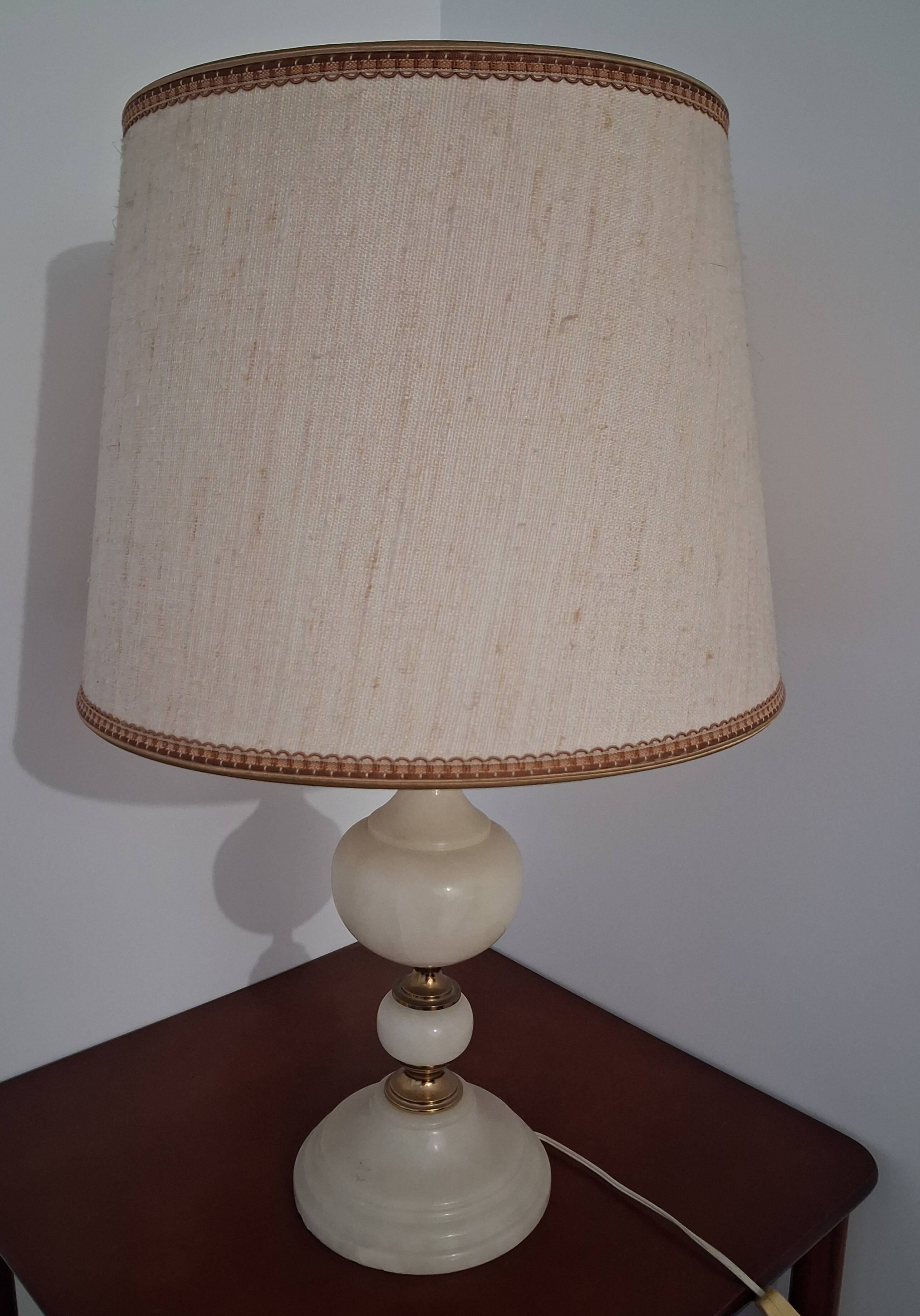 Lamp with an onyx and brass base.