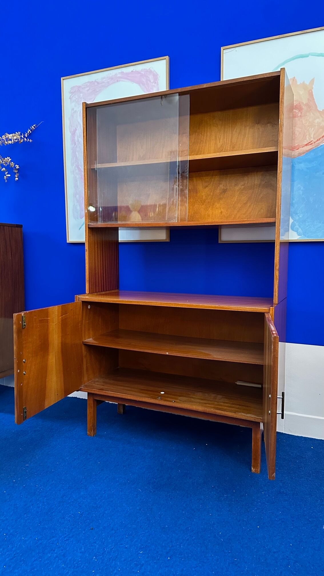 Storage cabinet with showcase of the 60s pedestal shelf