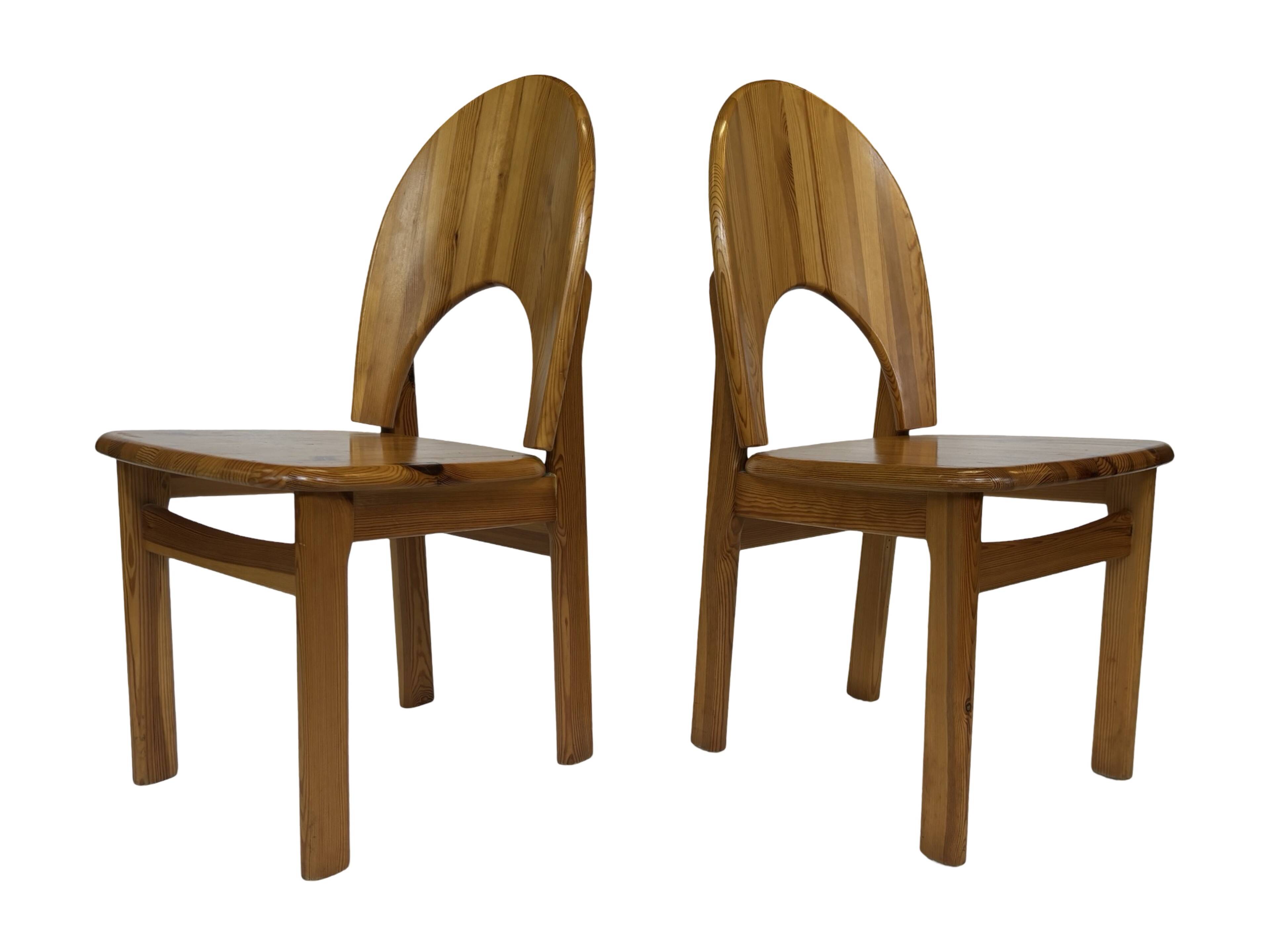 Vintage set of four pinewood chairs Rainer Daumiller minimalist design