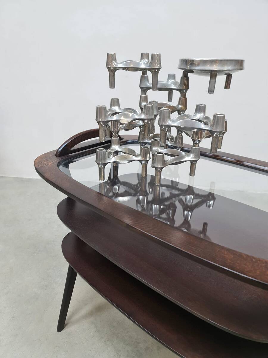 Midcentury side table serving tray vintage Hans Olsen 1950s