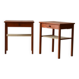 Paire de tables de chevet scandinaves en teck foncé des années 1950