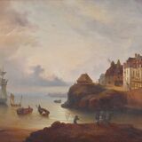 Tableau « Lumière sur le port », école française du XIXe