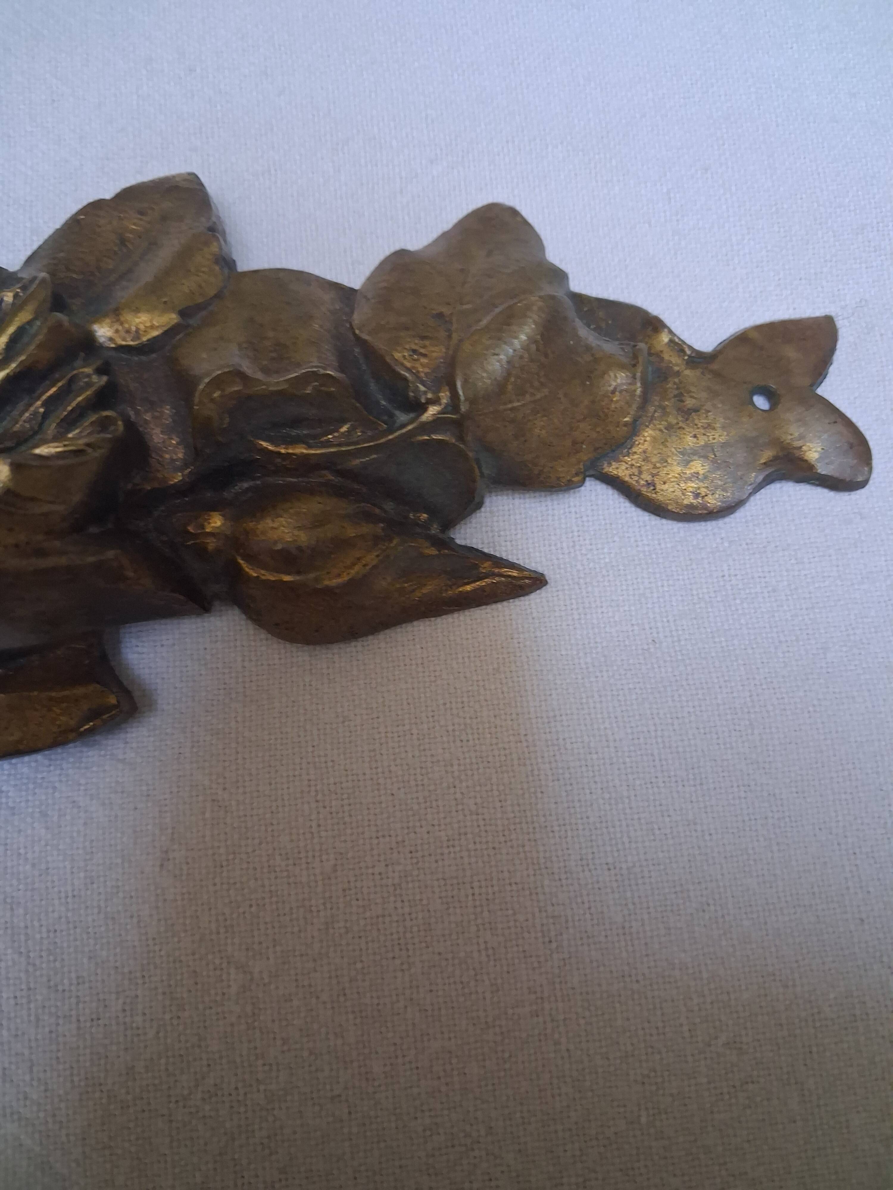 Antique bronze furniture pediment with flower motifs, Louis XVI style