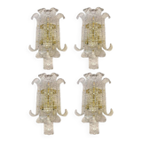 Lot of 4 of Contemporary Transparent "Lingue" Murano Style Glass Wall Lamp