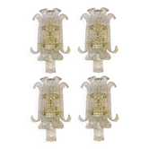Lot de 4 Appliques Contemporaines Transparentes en Verre de Murano Style "Lingue"