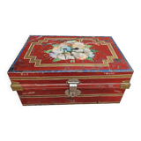 Old trunk - travel vanity case in metal and brass
