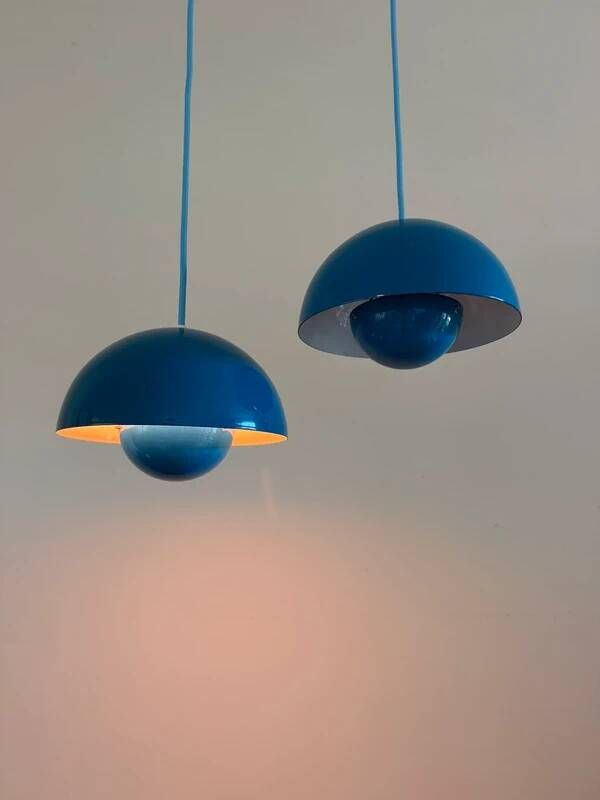 Vintage set of 2 Louis Poulsen Flowerpot - Verner Panton - Danish design lamps