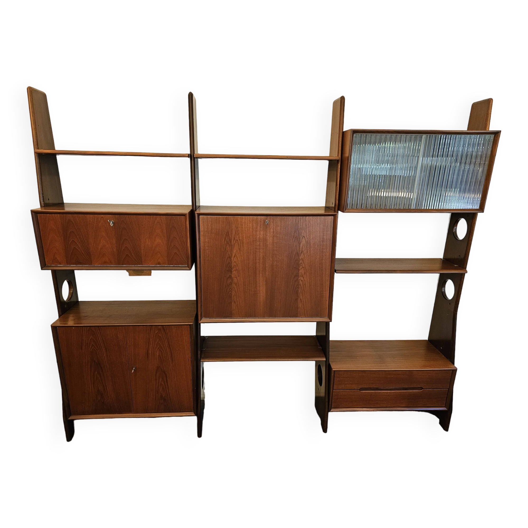 Wall unit wall cabinet teak vintage Dutch Design