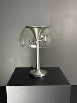 Midcentury space age large glass mushroom table lamprey Temde, 1960s