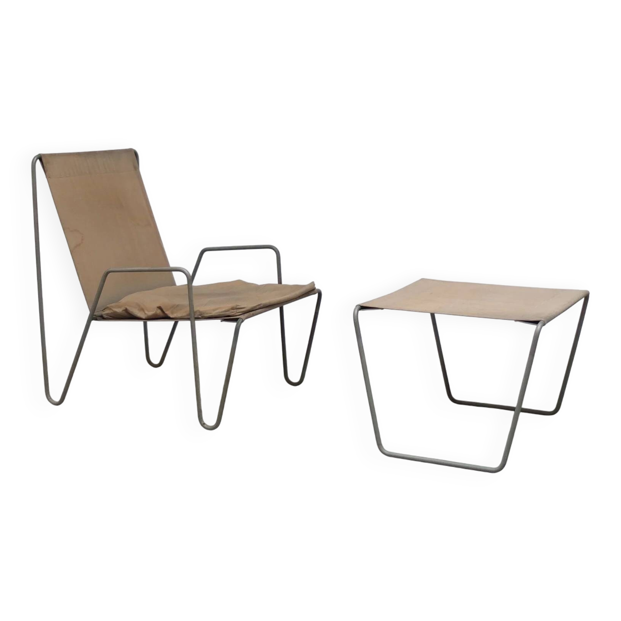 Early 'Bachelor' chair with ottoman by Verner Panton for Fritz Hansen, 1950s