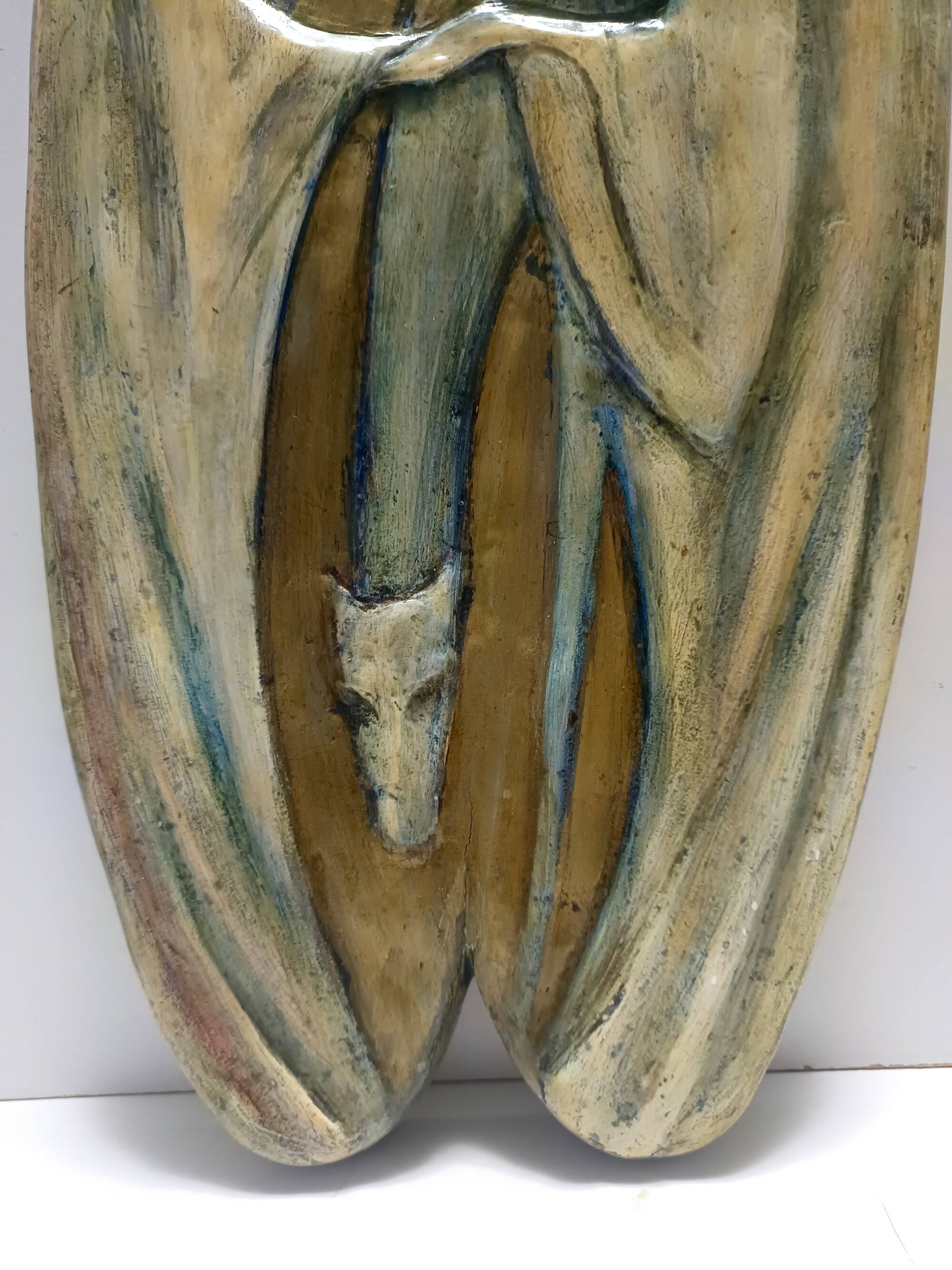 Holy Family Hand-Painted and Hand-Carved Beech Panel, Italy