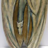 Panneau en hêtre peint et sculpté à la main représentant la Sainte Famille, Italie