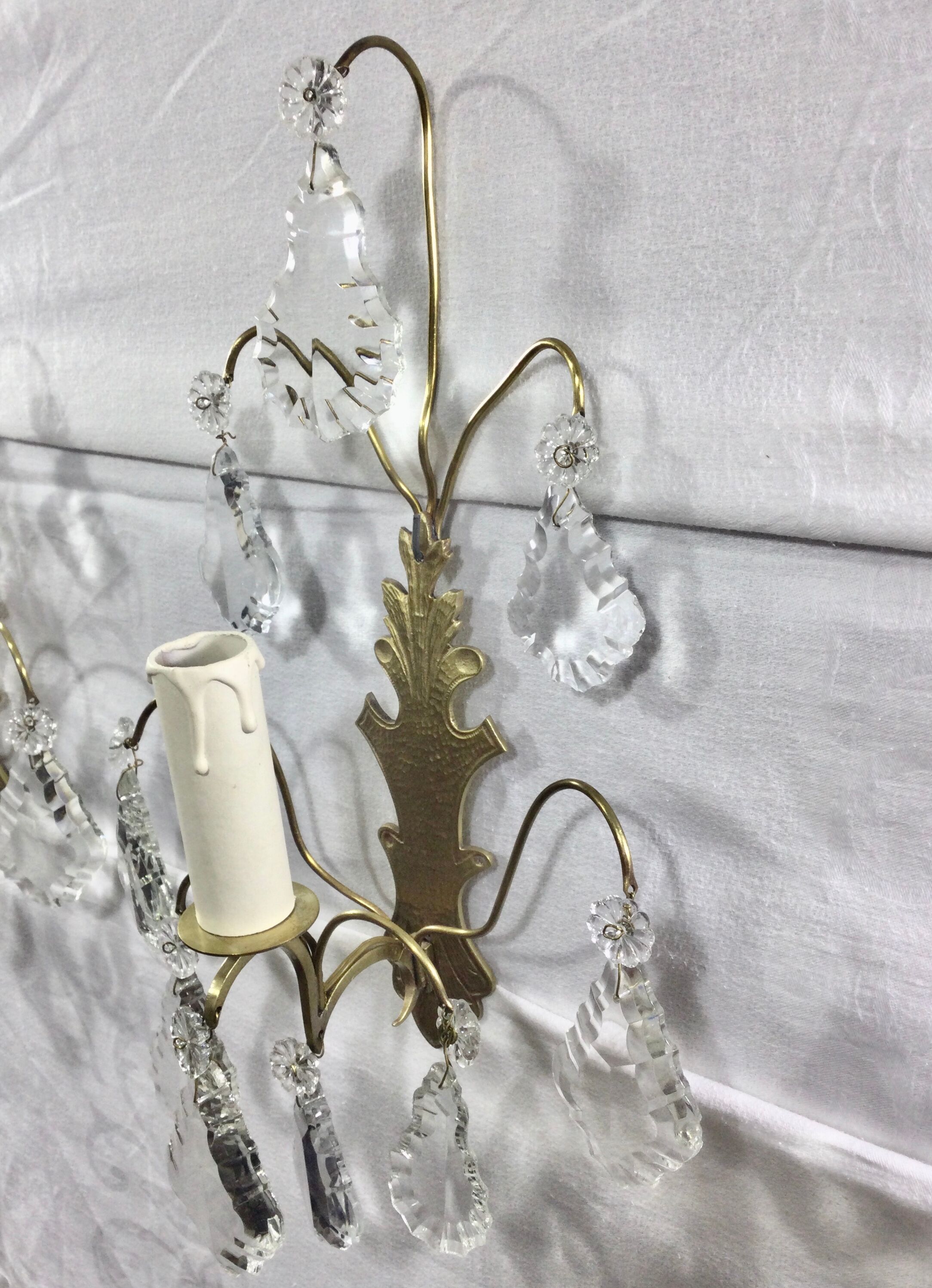 Pair of Wall Lamp Bronze And Crystal 1 Light