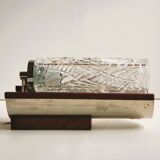 Pair of Swedish vintage wall lamps - elegant design in crystal glass, teak and chrome - 1960s.