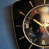 Vintage formica clock asymmetrical silent wall clock "Jaz black yellow"