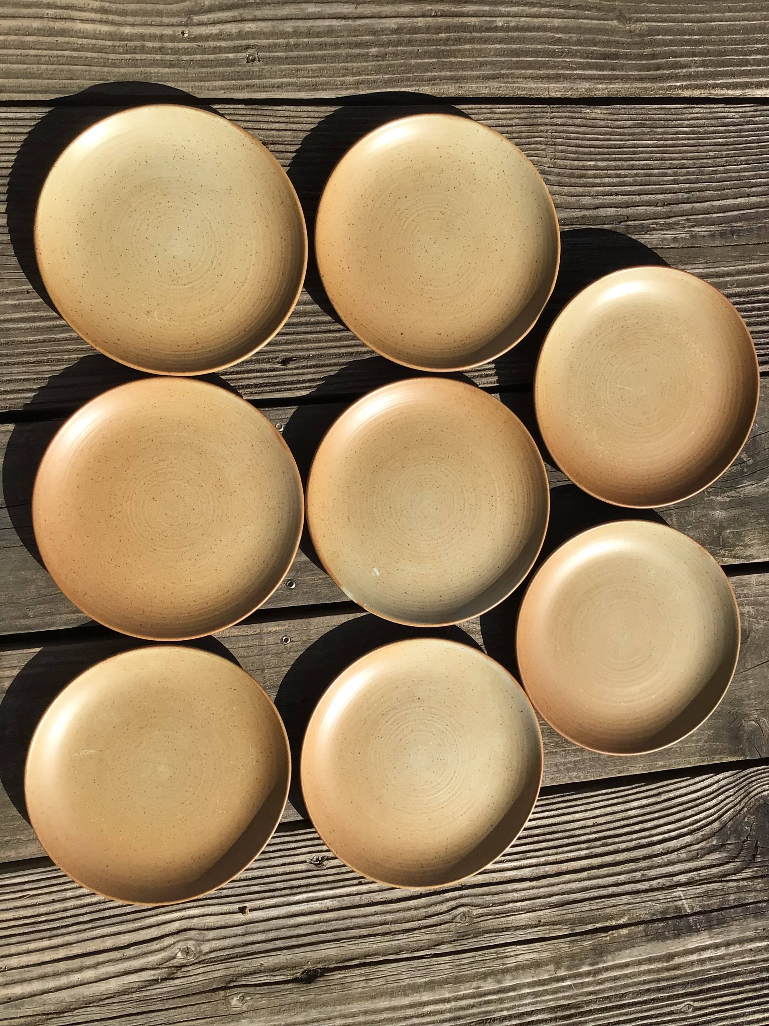 8 dessert plates village speckled blond stoneware