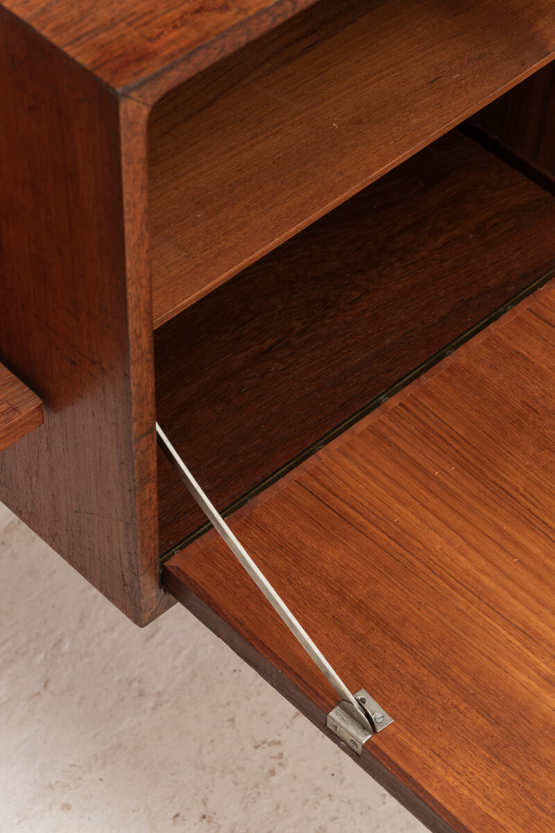 Playful 3-bay wall unit in teak wood by Poul Cadovius, Denmark, 1950s