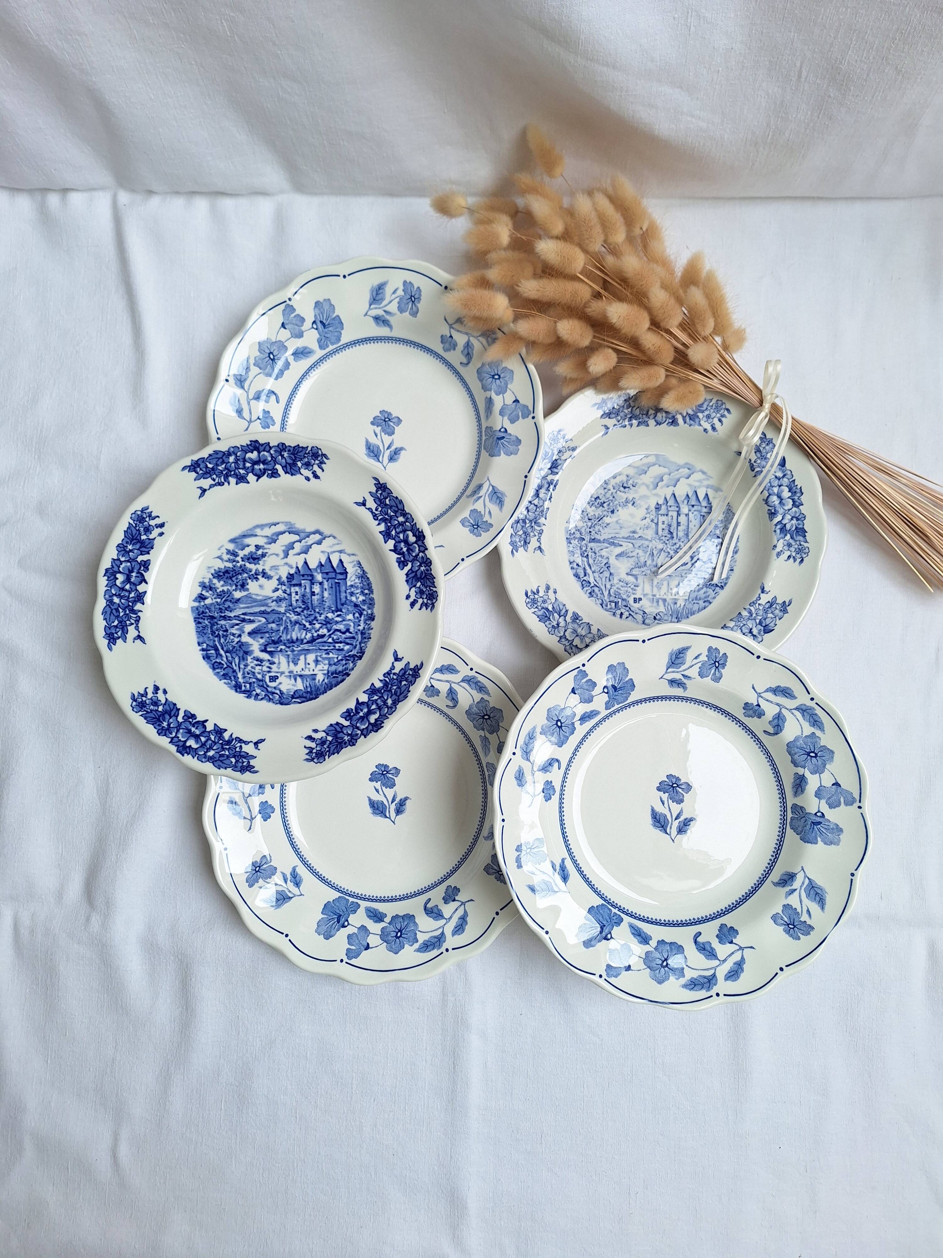 Vintage blue soup plates