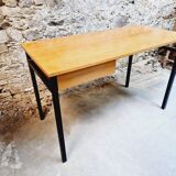 Wood and black metal desk