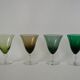 Set of 4 colored wine glasses with worked legs from the 50s