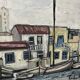 Mediterranean port landscape. Oil on canvas signed.