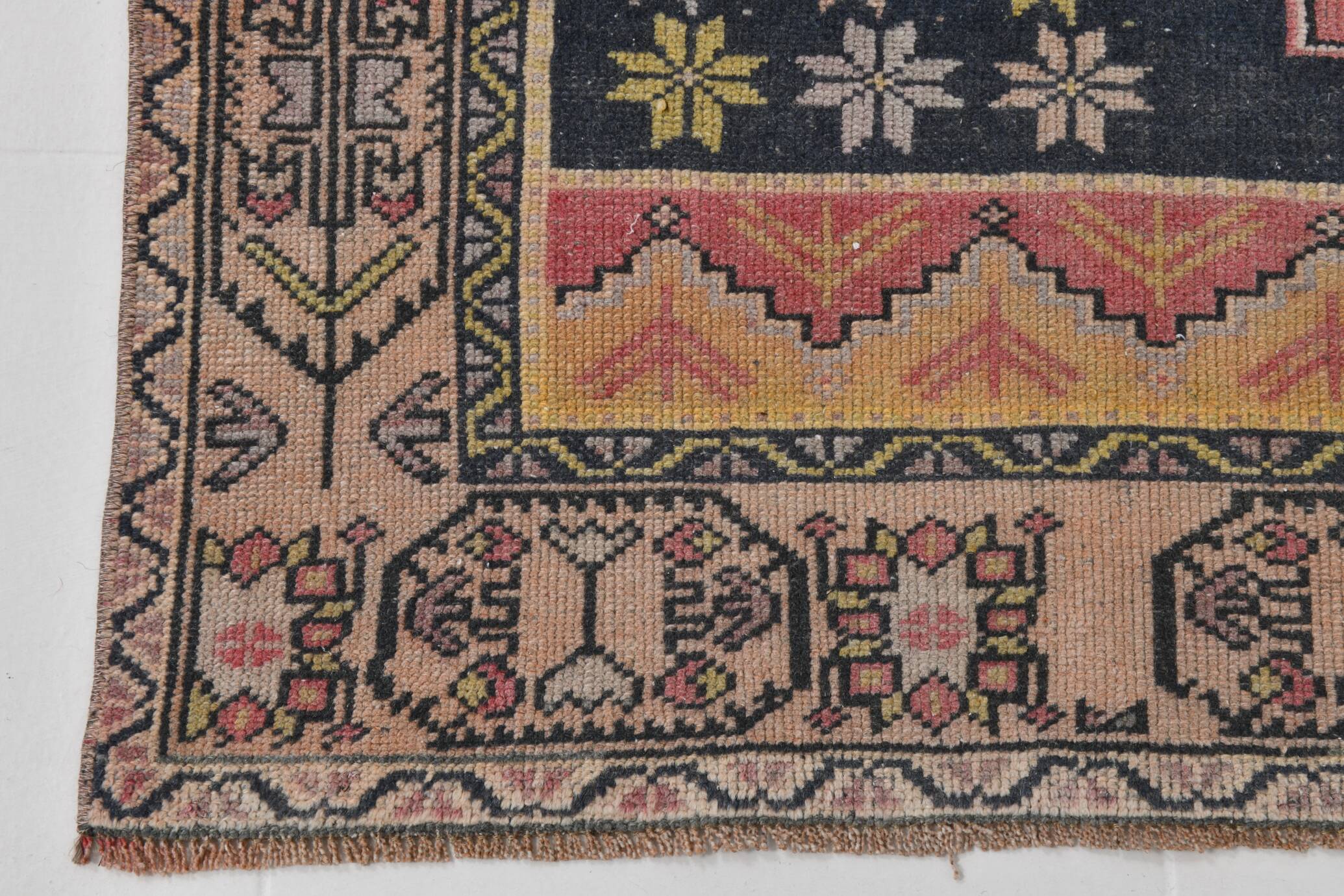 Pink & Navy Blue Persian Rug, 123x234Cm